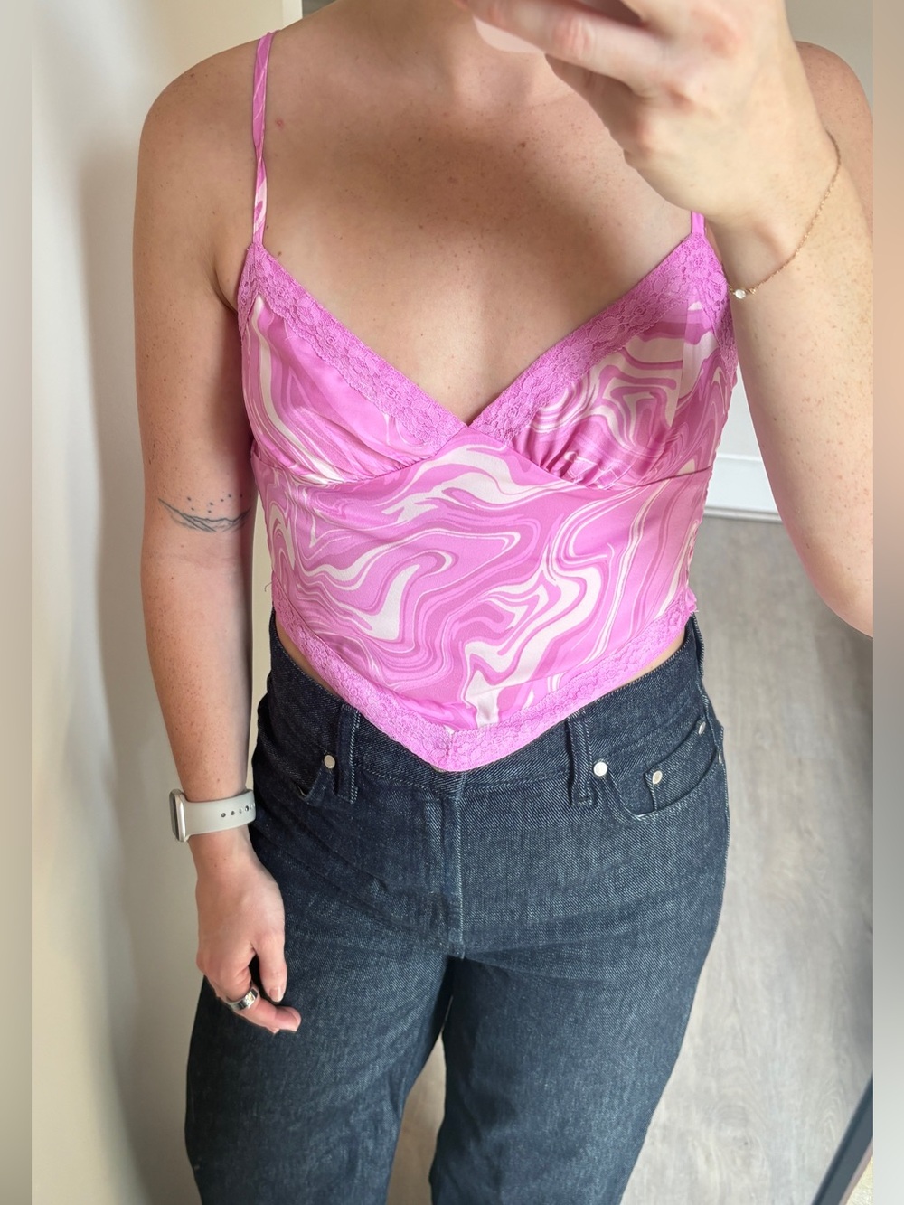 Target Pink Swirl Satin Camisole